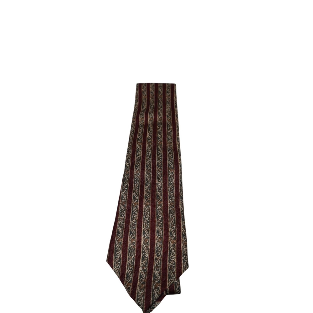 Claiborne 56" Necktie 100% Silk Red Multicolor Geometric Tie